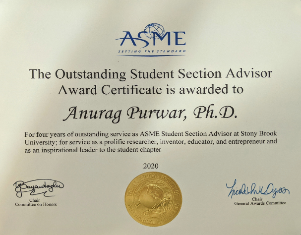 ASME Award Certificate